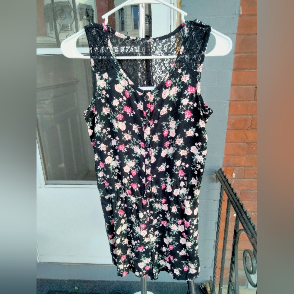 Black floral flowery one piece amazing ladies item by Place.